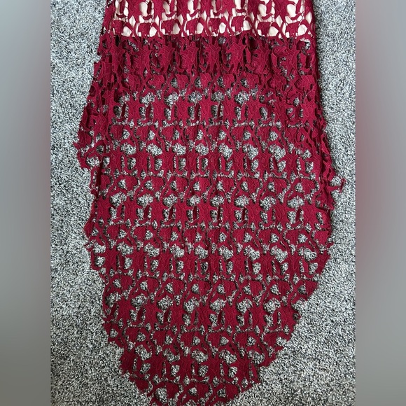 Azbro cranberry red lace overlay in high low hemline size medium - Picture 13 of 13